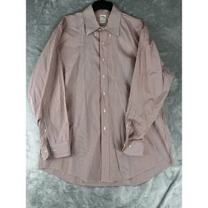 Brooks Brothers‎ 346 Shirt Men's 17-4/5  Red/white Striped Button Down